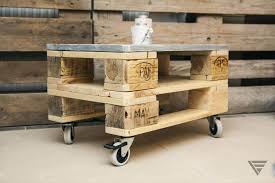 Rustic coffee table from reclaimed wood pallets. Euro Pallet Coffee Table On Wheels