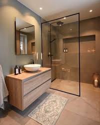 Modern bathroom design with brown bathroom strips. Furniture Design Bathroom Interior Simple Bathroom Interior Simple Bathroom Interior Design Vinta Brown Bathroom Decor Stylish Bathroom Restroom Remodel