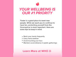 Advice on nurturing a new relationship during this socially distanced time. Tinder Warning Users To Stay Safe From The Coronavirus