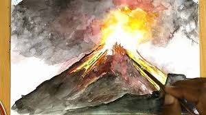 How To Draw A Volcano Painting Volcano Drawing Volcano Drawings