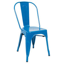 Bistro Style Metal Chair In Blue Finish Metal Chairs Tolix Metal Chair Restaurant Chairs