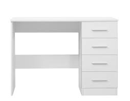 Modern and stylish white high gloss 1 drawer, 1 cupboard dressing table desk with oak. Reflect High Gloss 4 Drawer Dressing Table Desk In White Matt White Online4furniture Co Uk Online4furniture