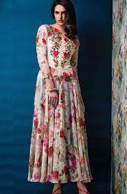 It is the latest trend among indo western fashion which is fusion is an anarkali and a gown. Partywear Floral Anarkali Gown Buy Fancy Party Wear Sky Blue Art Silk Designer Anarkali Dress Is A Form Of Women S Dress Which Has Recently Made Its Way Back To