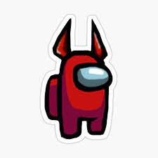 Among Us Red With Horns Sticker By Bibli0cinephile Redbubble Coloring Stickers Preppy Stickers Print Stickers