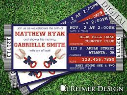 Sports Ticket Baby Boy Shower Invitation Braves Atlanta Etsy Baby Shower Invitations For Boys Boy Shower Invitations Baby Boy Shower