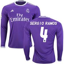 What's up comrades today we have a review. 16 17 Real Madrid Cf 4 Sergio Ramos Dark Purple Away Replica Long Sleeve Soccer Jersey