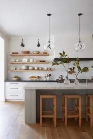Open Kitchen Shelves Industrial Pendant Lights Hardwood Floors Floating Shelves Modern Kitchen Interiors Interior Design Kitchen Kitchen Interior