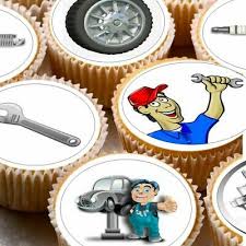 My favourite part is the cake board! 24 Icing Cake Toppers Decorations Birthday Car Mechanics Breakdown Mechanic Ebay
