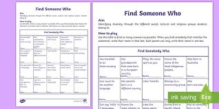 Worksheets, lesson plans, activities, etc. Find Someone Who Worksheet Teacher Made