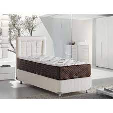 belletto tek kisilik gold yatak seti krem baza baslik ve yatak 90x190 tekzen