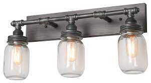 Honestly, i went to my local hardware store last weekend looking for some new lighting ideas for my bathroom and the offerings were not that great. Lnc 3 Lieght Vanity Lights Bathroom Clear Glass Mason Jar Light Eclectic Bathroom Vanity Lighting By Lnc Houzz