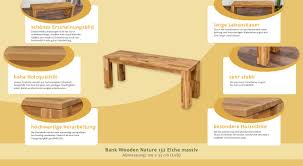 Diese können sie frei nach ihrem geschmack wählen. Bank Wooden Nature 132 Eiche Massiv 120 X 33 Cm L X B