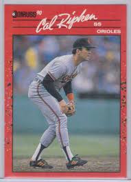 The folks at donruss must have caught him on a rough day for his rookie card photo shoot. 1990 Donruss Cal Ripken Jr 96 On Kronozio
