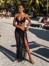 Guria Beachwear Women's Honeycomb Lattice Wrap Maxi Skirt Cover-Up - Black