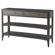 I started with a course sandpaper in 60 grit to smooth deeper scratches in the wood then transitioned to a higher grit sandpaper. Theodore Alexander Modern Small Laszlo Rectangular Black Wood Console Table Long 53 75 W Kathy Kuo Home