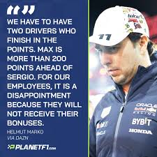 If Red Bull staff are wondering where their bonuses are, they can ask  Sergio Perez says Helmut Marko. #F1 #SergioPerez #RedBull