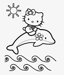 Hello kitty dolphin coloring pages see more images here : Hello Kitty Is Up Above The Dolphins Coloring Page Baby Dolphin Coloring Sheet Transparent Png 700x869 Free Download On Nicepng