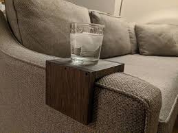 Wooden Sofa Chair Arm Rest Drink Table Holder Rustic Etsy In 2020 Arm Rest Table Wooden Sofa Wooden Living Room