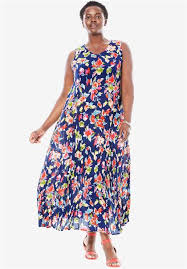 Woman Within Sleeveless Crinkle Dress Plus Size All Dresses Woman Within Attire Dresses Womens Linen Clothing Plus Size Maxi Dresses