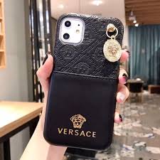 26 58 Versace Ribbon Back Leather Cover For Iphone 11 Pro Max Black Luxury Iphone Cases Fashion Phone Cases Wallet Phone Case Iphone
