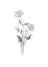 Botanical Spring Flower Bouquet Modern Minimal Drawing Of Simple Black And White Wildflowers Digital Download In 2020 Wildflower Drawing Minimal Drawings Wildflower Tattoo