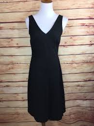 Ann Taylor Sleeveless V Neck A Line Dress Empire Waist Dot Textured Black 2 Ebay A Line Dress Dresses Clothes For Women