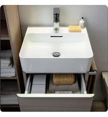 Mounting your bathroom vanity will naturally make the bathroom feel bigger and more comfortable. Laufen H4101221601011 Space 21 1 8 Wall Mount Single Sink Bathroom Vanity Base In Light Walnut In 2021 Single Sink Bathroom Vanity Bathroom Vanity Base Rectangular Sink Bathroom