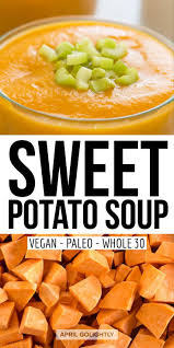 It Is Extremely Easy To Make In The Slow Cooker You Can Even Prep The Veggies At Night And Sweet Potato Soup Vegan Sweet Potato Soup Sweet Potato Soup Recipes