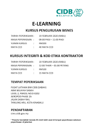 Kursus integriti & kod etika kontraktor. E Learning 1 Kursus Pengurusan Bisnes Cidb Negeri Sabah Facebook