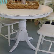 distressed white kitchen table and