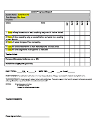 Daily Behavior Point Sheet Management System Editable Positive Middle School