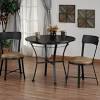 Table and chair set set includes table and 2 chairs retro style silver powder coated frame finish table black tempered glass surface 6mm thick glass decorative bottom frame table size: 1