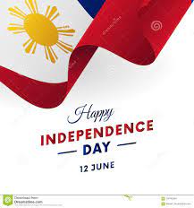 Citizen a female asian proudly holds up the miniature u.s. Happy Independence Day Philippines Greetings