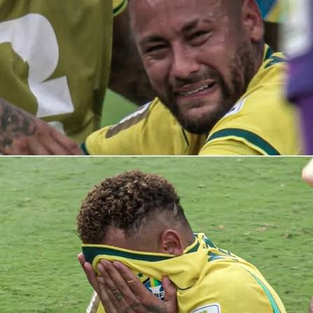 Neymar chorando após a eliminação do Brasil na Copa do Mundo. 📸 Reprodução/Globo
