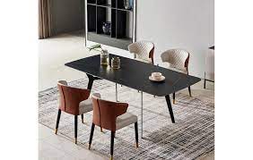 The table extends by sliding out the. 6 Seaters Black Sintered Stone Home And Furniture Dining Room Table