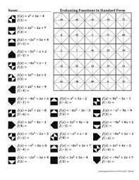 Evaluating Quadratic Functions In Standard Form Color Worksheet Standard Form Quadratics Color Worksheets