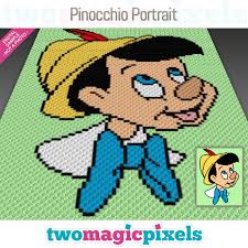 Pinocchio Portrait Crochet Graph C2c Mini C2c Sc Hdc Dc Tss Cross Stitch Knitting Pdf Download No Counts Instructions