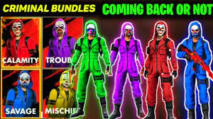 Whenever the cobra bundle was not sent in the free fire, we were given a bundle by the criminal bundle, bandit bundle, artic blue bundle, joker bundle, hip hop bundle, and break dance bundle was considered to be the best bundle in free fire. Free Fire Criminal Bundle Back Free Fire New Event Rasmic Raaz Youtube