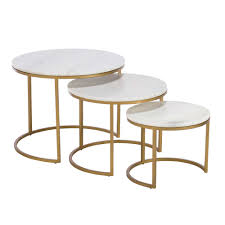 Gower Gold Marble Nest Of Tables Barker Stonehouse Nesting Tables Living Room Occasional Table Living Room Round Coffee Table Modern