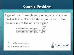 Grahams Law Of Effusion Sample Problem Chem In 10 Online Chemistry Tutoring Youtube