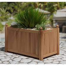 Natural Teak Outdoor Planter Tk8108 The Home Depot Outdoor Planters Plastic Planter Wood Planters