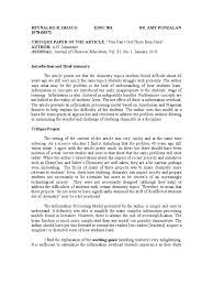 When you start preparing your article critique, it is important to structure the following reaction paper and review the analyzed article very carefully. Critique Paper Curriculum Constructivism Philosophy Of Education