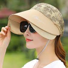 Us 13 80 52 Womens Wide Birm Uv Protection Sun Hat Outdoor Summer Beach Packable Empty Top Visor Cap Women S Accessorie Visor Cap Sun Hats Sun Protection Hat