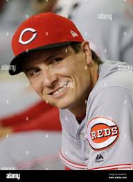 Cincinnati Reds starting pitcher Homer Bailey (34) sits in the dugout in  the first inning during a baseball game against the Arizona Diamondbacks,  Tuesday, May 29, 2018, in Phoenix. (AP Photo/Rick Scuteri