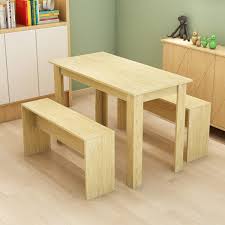 wooden dining table and 2 benches