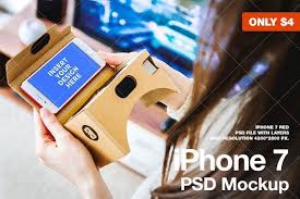 Iphone 7 Psd Mockups Vr Cardboard Mockup Psd Mockup Iphone 7