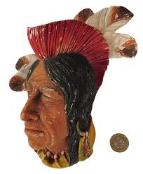 Bossons Head Tehcumseh Shawnee Chief Vintage Chalkware Plaque of Native  American Indian