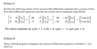 Solved Rewrite The Following System Of Two Second Order Chegg Com