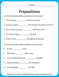 A preposition is always followed by a noun or pronoun. Prepositions Worksheet 2 Your Home Teacher