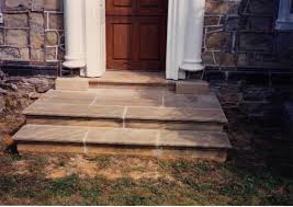 The height of your front entry step (called risers), according to code, can be no higher than 7 3/4 inches. Natural Stone Front Door Steps Novocom Top